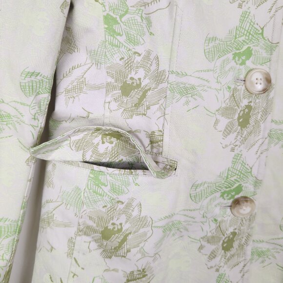 Old Navy Size S Green Floral Long Sleeve Trench Coat with Pockets - Picture 3 of 9
